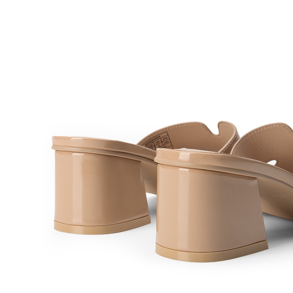 Square Toe Cut Out Sandals - NUDE-PAT - 6